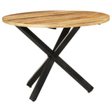 NNEVL Dining Table Round 100x100x75 cm Rough Mango Wood