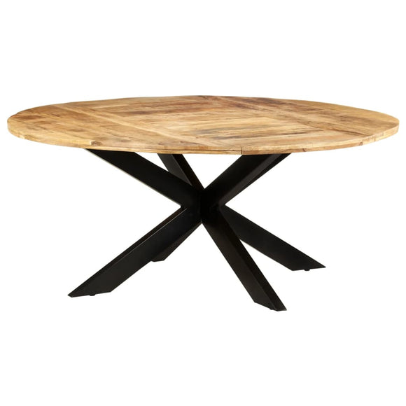 NNEVL Dining Table Round 175x75 cm Rough Mango Wood