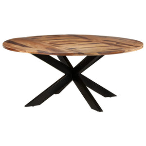 NNEVL Dining Table Round 175x75 cm Acacia Wood with Sheesham Finish