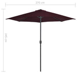 NNEVL Balcony Parasol with Aluminium Pole Bordeaux Red 270x135x245 cm Half