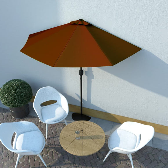 NNEVL Balcony Parasol with Aluminium Pole Terracotta 270x135x245 cm Half