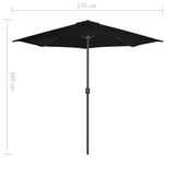 NNEVL Balcony Parasol with Aluminium Pole Black 270x135x245 cm Half