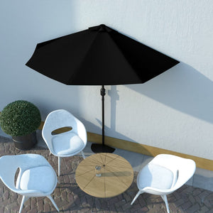 NNEVL Balcony Parasol with Aluminium Pole Black 270x135x245 cm Half