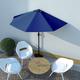 NNEVL Balcony Parasol with Aluminium Pole Blue 270x135x245 cm Half