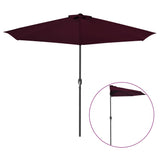 NNEVL Balcony Parasol with Aluminium Pole Bordeaux Red 300x150x253 cm Half