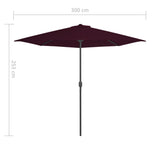 NNEVL Balcony Parasol with Aluminium Pole Bordeaux Red 300x150x253 cm Half