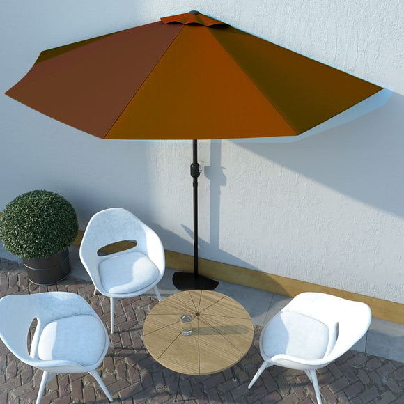 NNEVL Balcony Parasol with Aluminium Pole Terracotta 300x150x253 cm Half