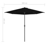 NNEVL Balcony Parasol with Aluminium Pole Black 300x150x253 cm Half