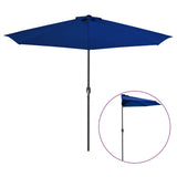 NNEVL Balcony Parasol with Aluminium Pole Blue 300x150x253 cm Half