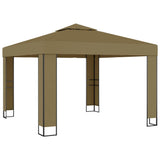 NNEVL Gazebo with Double Roof 3x3x2.7 m Taupe 180 g/m²