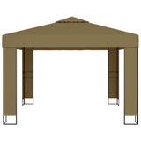 NNEVL Gazebo with Double Roof 3x3x2.7 m Taupe 180 g/m²