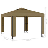 NNEVL Gazebo with Double Roof 3x3x2.7 m Taupe 180 g/m²