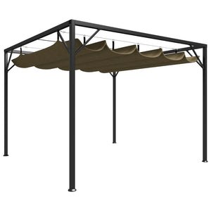 NNEVL Garden Gazebo with Retractable Roof 3x3 m Taupe 180 g/m²