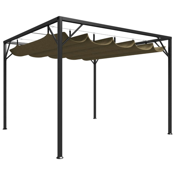 NNEVL Garden Gazebo with Retractable Roof 3x3 m Taupe 180 g/m²
