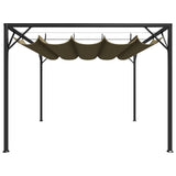 NNEVL Garden Gazebo with Retractable Roof 3x3 m Taupe 180 g/m²