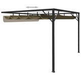 NNEVL Garden Wall Gazebo with Retractable Roof 3x3 m Taupe 180 g/m²