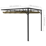 NNEVL Garden Wall Gazebo with Retractable Roof 3x3 m Taupe 180 g/m²