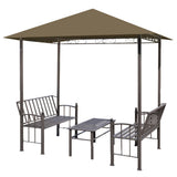 NNEVL Garden Pavilion with Table and Benches 2.5x1.5x2.4 m Taupe 180 g/m²