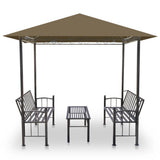 NNEVL Garden Pavilion with Table and Benches 2.5x1.5x2.4 m Taupe 180 g/m²