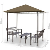 NNEVL Garden Pavilion with Table and Benches 2.5x1.5x2.4 m Taupe 180 g/m²