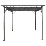 NNEVL Pergola with Retractable Roof Anthracite 3x3 m Steel 180 g/m²