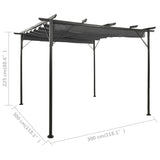 NNEVL Pergola with Retractable Roof Anthracite 3x3 m Steel 180 g/m²