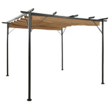 NNEVL Pergola with Retractable Roof Taupe 3x3 m Steel 180 g/m²