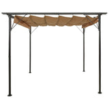 NNEVL Pergola with Retractable Roof Taupe 3x3 m Steel 180 g/m²