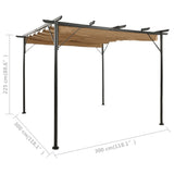 NNEVL Pergola with Retractable Roof Taupe 3x3 m Steel 180 g/m²