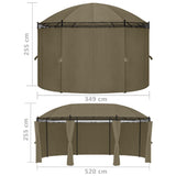 NNEVL Gazebo with Curtains 520x349x255 cm Taupe 180 g/m²