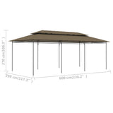 NNEVL Gazebo 600x298x270 cm Taupe 180 g/m²