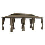 NNEVL Gazebo with Curtains 600x298x270 cm Taupe 180 g/m²