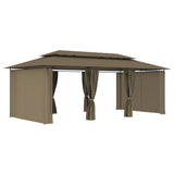 NNEVL Gazebo with Curtains 600x298x270 cm Taupe 180 g/m²