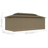 NNEVL Gazebo with Curtains 600x298x270 cm Taupe 180 g/m²