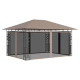NNEVL Gazebo with Mosquito Net 4x3x2.73 m Taupe 180 g/m²