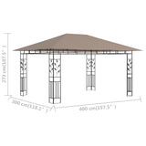 NNEVL Gazebo with Mosquito Net 4x3x2.73 m Taupe 180 g/m²