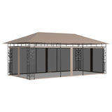 NNEVL Gazebo with Mosquito Net 6x3x2.73 m Taupe 180 g/m²