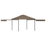 NNEVL Gazebo with Double Extending Roofs 3x3x2.75 m Taupe 180g/m²