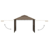 NNEVL Gazebo with Double Extending Roofs 3x3x2.75 m Taupe 180g/m²