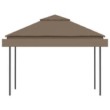 NNEVL Gazebo with Double Extending Roofs 3x3x2.75 m Taupe 180g/m²