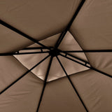 NNEVL Gazebo with Double Extending Roofs 3x3x2.75 m Taupe 180g/m²