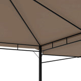 NNEVL Gazebo with Double Extending Roofs 3x3x2.75 m Taupe 180g/m²