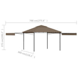 NNEVL Gazebo with Double Extending Roofs 3x3x2.75 m Taupe 180g/m²