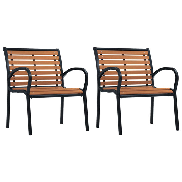 NNEVL Garden Chairs 2 pcs Steel and WPC Black and Brown