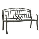 NNEVL Garden Bench with a Table 125 cm Steel Grey