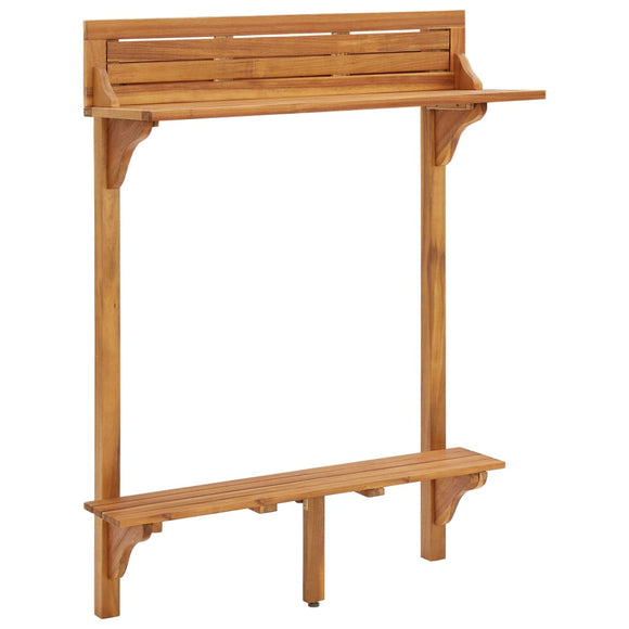 NNEVL Balcony Bar Table 90x37x122.5 cm Solid Acacia Wood
