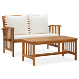 NNEVL 2 Piece Garden Lounge Set with Cushions Solid Acacia Wood