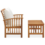 NNEVL 2 Piece Garden Lounge Set with Cushions Solid Acacia Wood