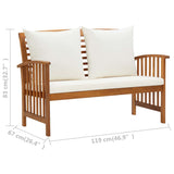 NNEVL 2 Piece Garden Lounge Set with Cushions Solid Acacia Wood