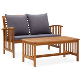 NNEVL 2 Piece Garden Lounge Set with Cushions Solid Acacia Wood